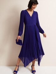 Phase Eight Blue Petra Cobalt Pleated Midi Dress - Image 1 of 6