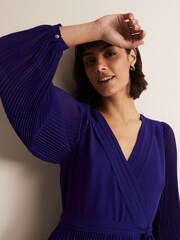 Phase Eight Blue Petra Cobalt Pleated Midi Dress - Image 4 of 6