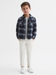 Reiss Blue Multi Idaho Wool Blend Check Overshirt - Image 3 of 7