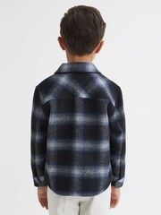 Reiss Blue Multi Idaho Wool Blend Check Overshirt - Image 6 of 7