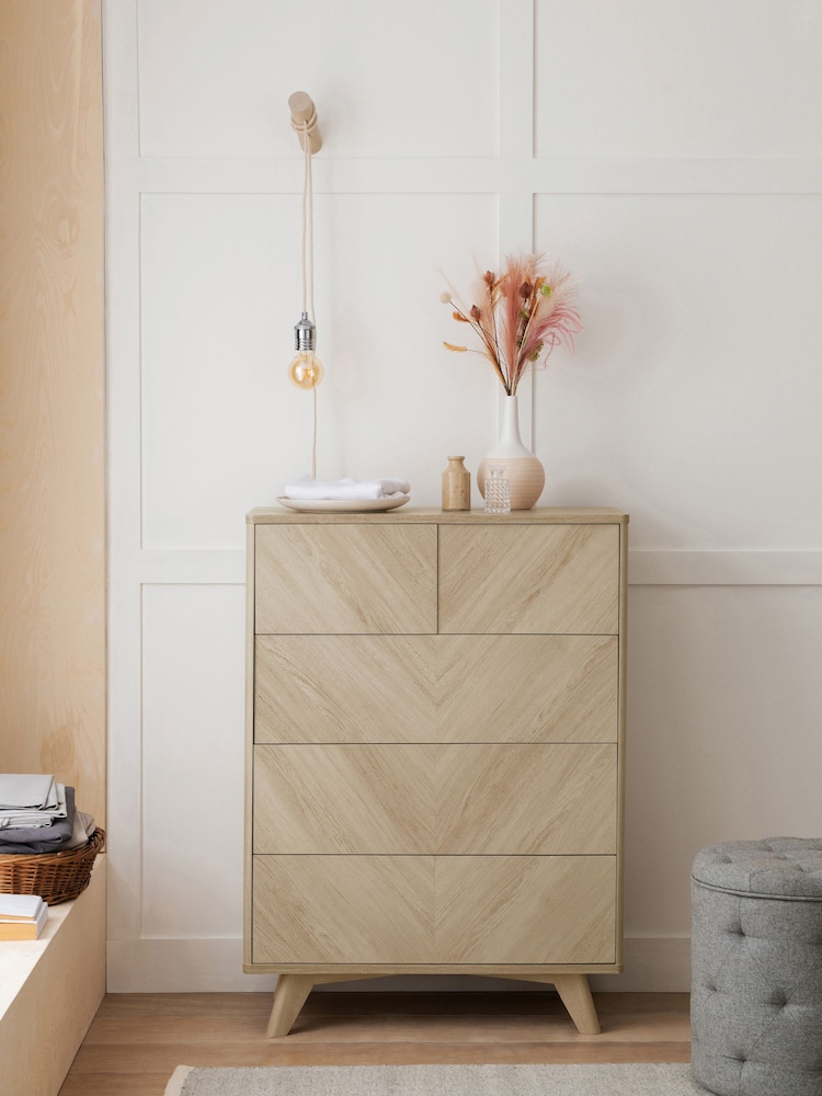 Natural Anderson Oak Effect 5 Drawer Chest of Drawers - Image 2 of 8