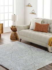LIVABLISS Grey Geo Cloudy Shaggy Plush Pile Rug - Image 2 of 9