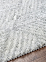 LIVABLISS Grey Geo Cloudy Shaggy Plush Pile Rug - Image 6 of 9