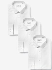 White Regular Fit Single Cuff Cotton Shirts 3 Pack - Image 8 of 11