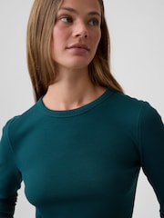 Gap Dark Green Waffle Knit Long Sleeve T-Shirt - Image 4 of 5