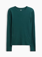 Gap Dark Green Waffle Knit Long Sleeve T-Shirt - Image 5 of 5
