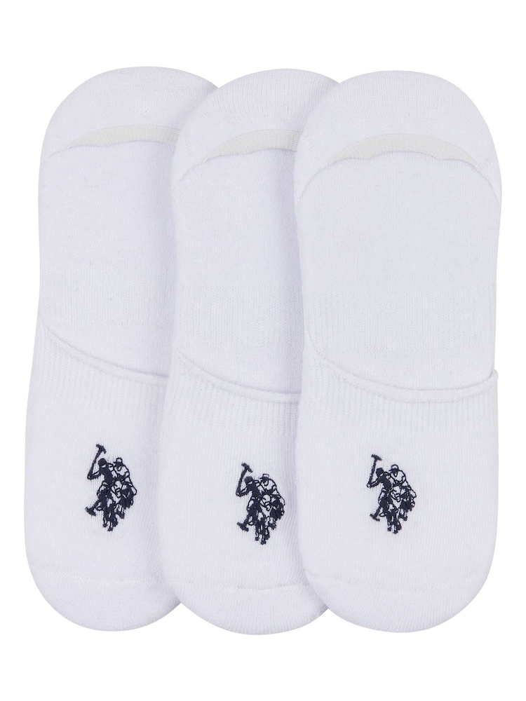 U.S. Polo Assn. White Invisible Socks 3 Pack - Image 1 of 3