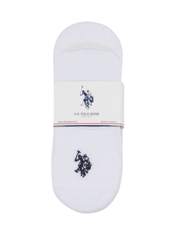 U.S. Polo Assn. White Invisible Socks 3 Pack - Image 2 of 3