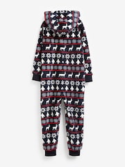 Navy Blue Fairisle Pattern Fairisle Pattern Fleece All-In-One (3-16yrs) - Image 2 of 3