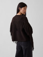 Καφετί - Gap Relaxed Fringe Cardigan - Εικόνα 2 από 4