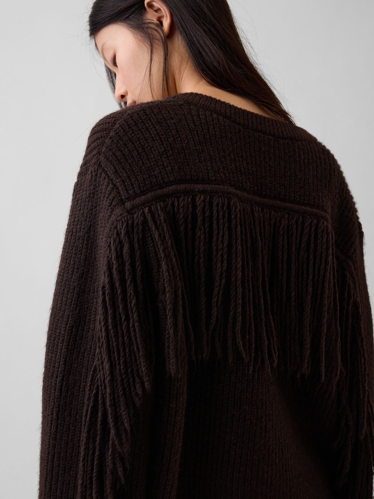 Καφετί - Gap Relaxed Fringe Cardigan - Εικόνα 4 από 4 Καφετί - Gap Relaxed Fringe Cardigan - Εικόνα 4 από 4