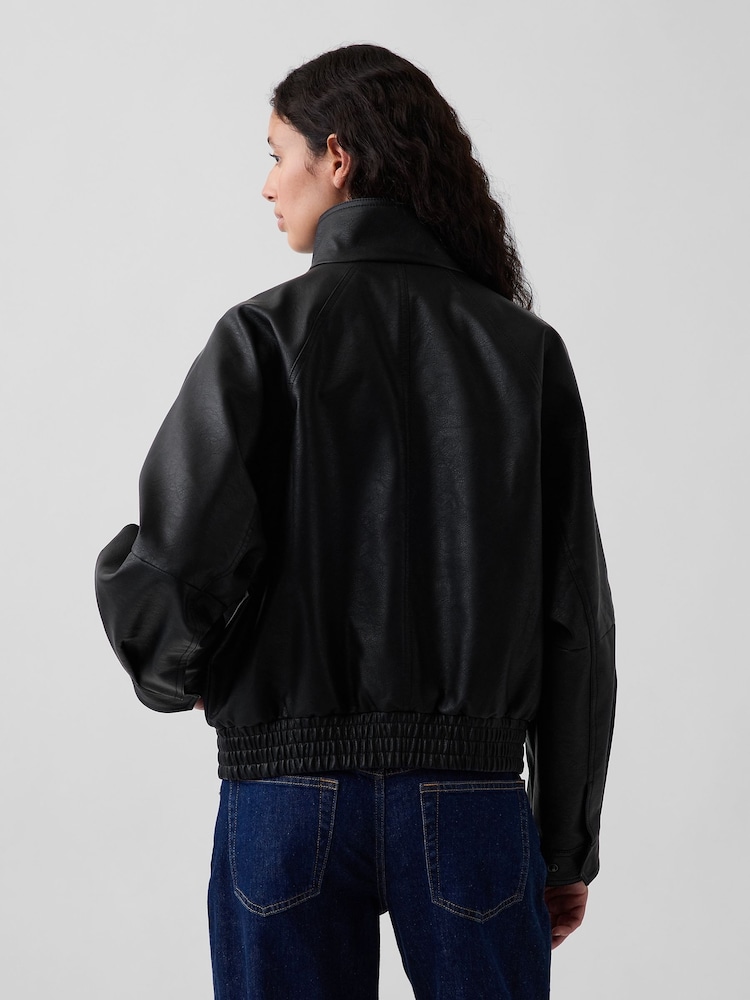 Bunda bomber Gap z umělé kůže se stojatým límcem - Obrázek 2 z 4