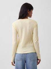 Gap Yellow Waffle Knit Long Sleeve T-Shirt - Image 2 of 5