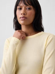 Gap Yellow Waffle Knit Long Sleeve T-Shirt - Image 4 of 5