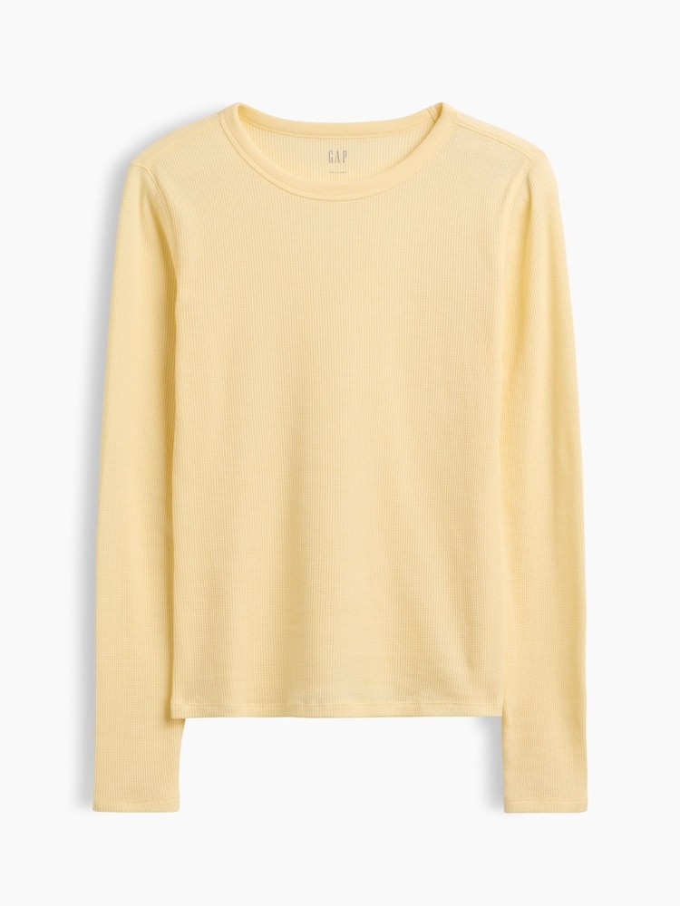 Gap Yellow Waffle Knit Long Sleeve T-Shirt - Image 5 of 5 Gap Yellow Waffle Knit Long Sleeve T-Shirt - Image 5 of 5