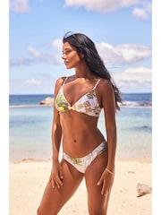 Lemon Scenic Print Ruched Side High Leg Bikini Bottoms - Image 3 of 5