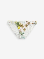 Lemon Scenic Print Ruched Side High Leg Bikini Bottoms - Image 5 of 5