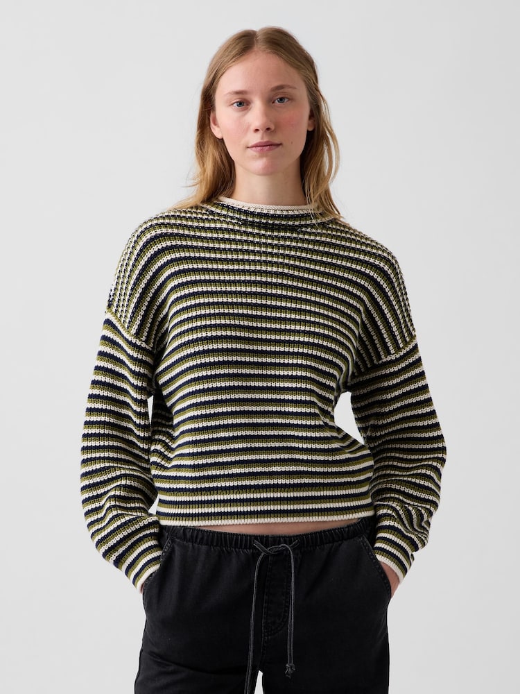 Grün gestreift - Gap Oversized Rolled Neck Jumper - Bild 1 von 4
