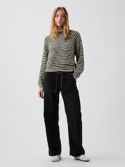 Grün gestreift - Gap Oversized Rolled Neck Jumper - Bild 3 von 4