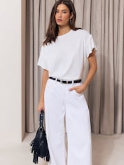 Lipsy White Flutter Sleeve T-Shirt - Image 3 of 5