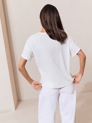 Lipsy White Flutter Sleeve T-Shirt - Image 4 of 5