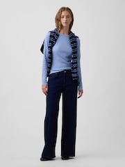 Gap Blue Waffle Knit Long Sleeve T-Shirt - Image 3 of 5