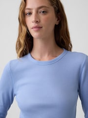 Gap Blue Waffle Knit Long Sleeve T-Shirt - Image 4 of 5
