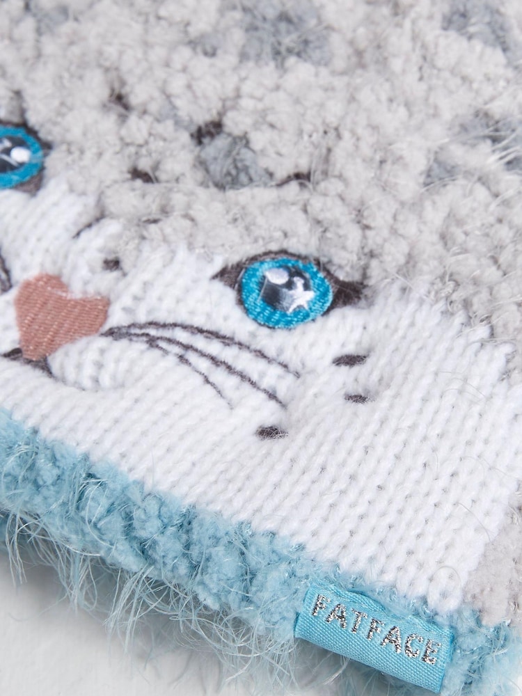 FatFace Grey Sadie Snow Leopard Print Beanie Hat - Image 3 of 3
