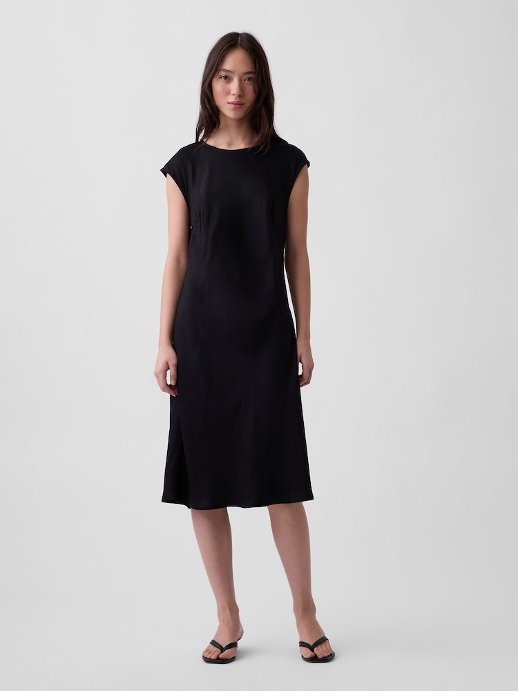 Gap Black Cap-Sleeve Knee-Length Dress - Image 1 of 4 Gap Black Cap-Sleeve Knee-Length Dress - Image 1 of 4