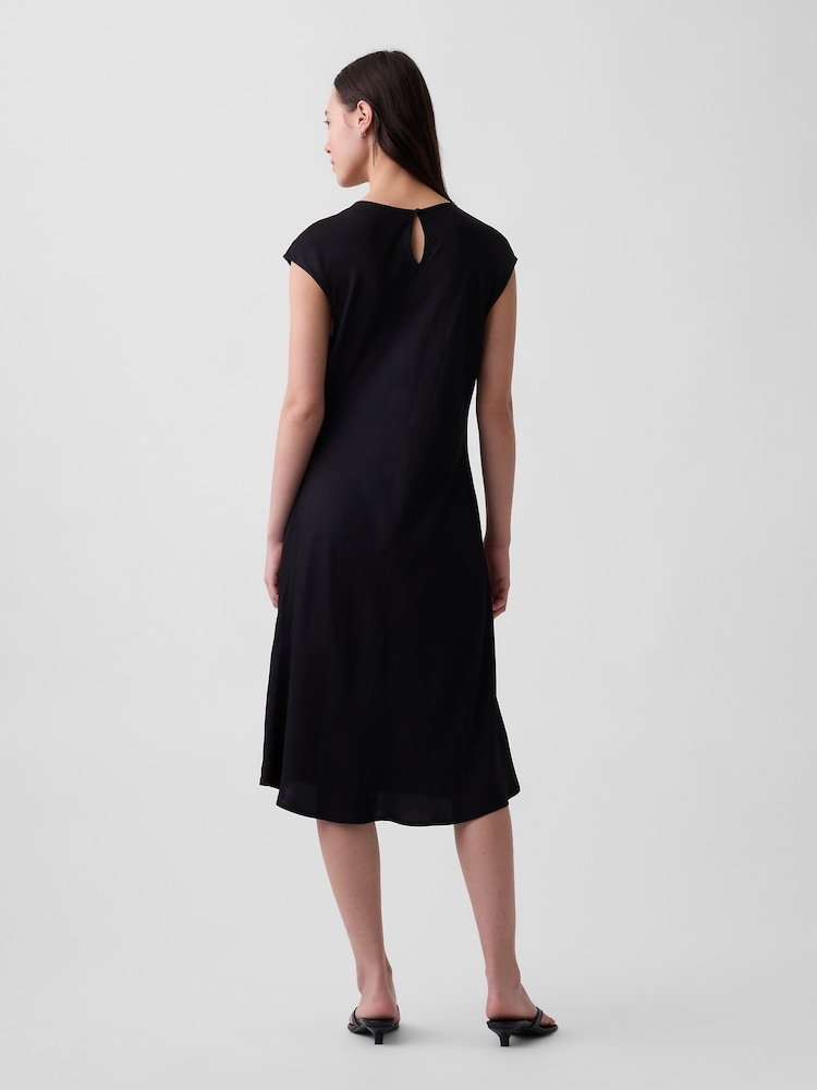 Gap Black Cap-Sleeve Knee-Length Dress - Image 2 of 4 Gap Black Cap-Sleeve Knee-Length Dress - Image 2 of 4