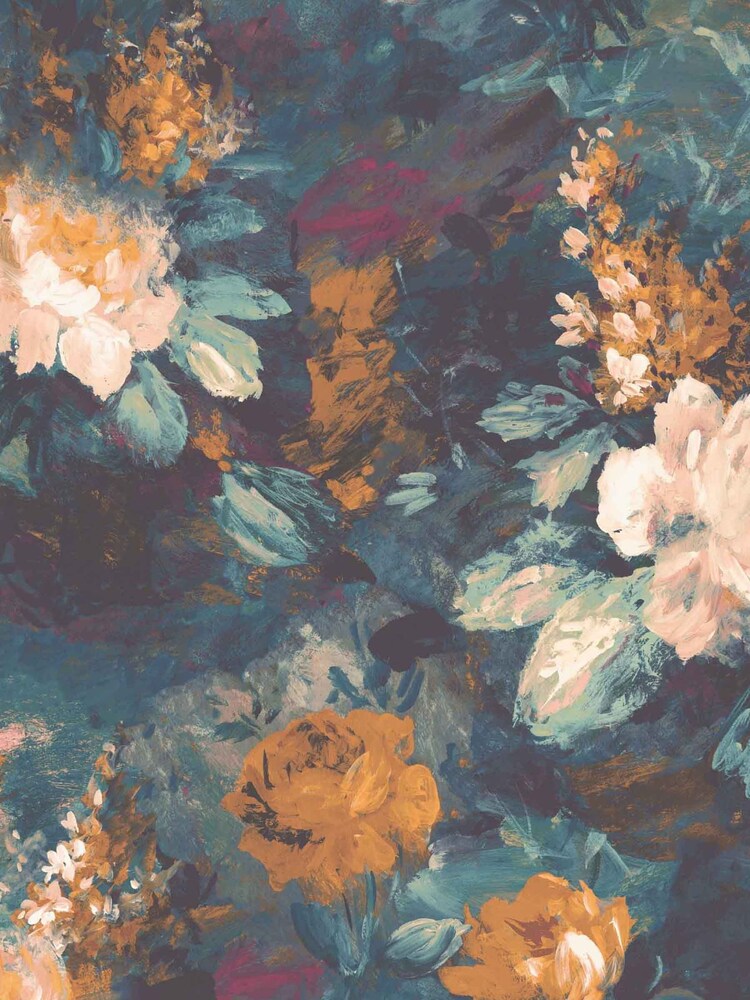 Woodchip & Magnolia Teal Blue Ava Marika Wallpaper - Image 2 of 3