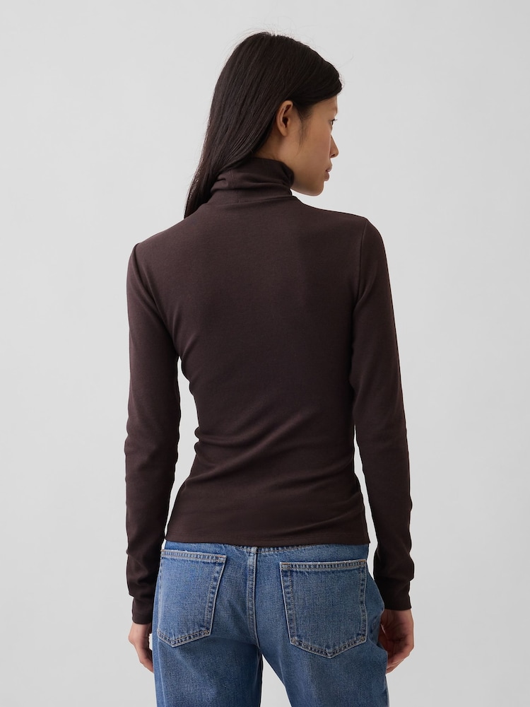 Gap Brown Modern Turtle Neck Long Sleeve T-Shirt - Image 2 of 5 Gap Brown Modern Turtle Neck Long Sleeve T-Shirt - Image 2 of 5