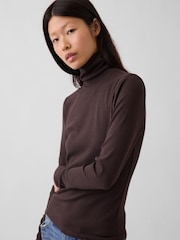 Gap Brown Modern Turtle Neck Long Sleeve T-Shirt - Image 4 of 5