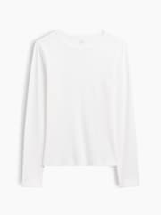 Gap White Waffle Knit Long Sleeve T-Shirt - Image 5 of 5