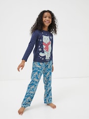 FatFace Green Sadie Snow Leopard Pyjama Set - Image 1 of 4