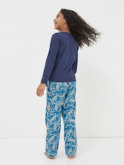 FatFace Green Sadie Snow Leopard Pyjama Set - Image 2 of 4
