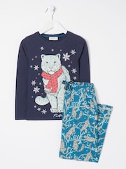 FatFace Green Sadie Snow Leopard Pyjama Set - Image 4 of 4
