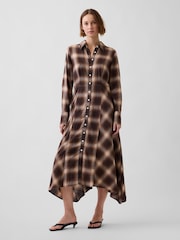 Gap Brown Check Maxi Shirt Dress - Image 1 of 4