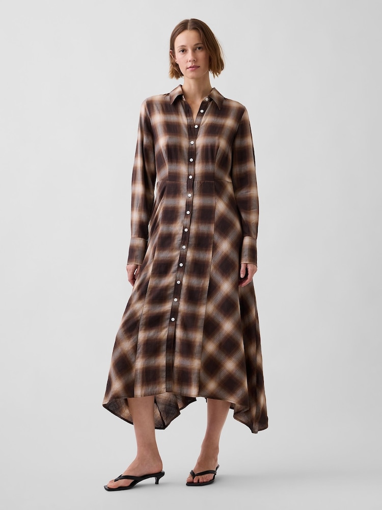 Gap Brown Check Maxi Shirt Dress - Image 1 of 4 Gap Brown Check Maxi Shirt Dress - Image 1 of 4