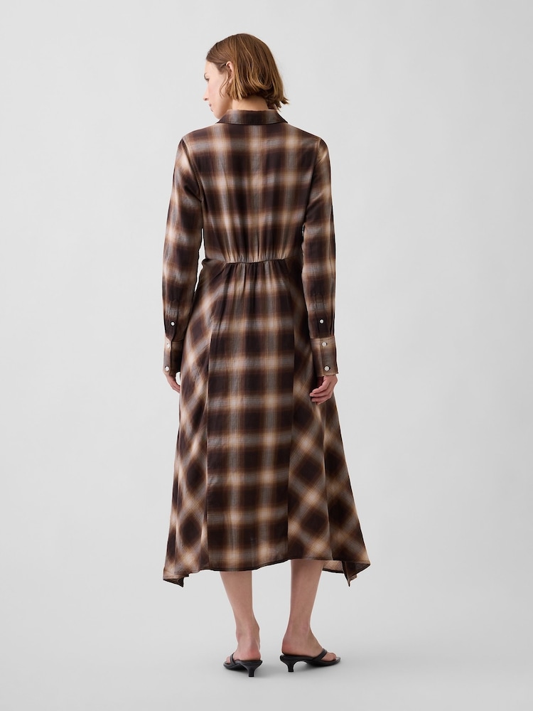 Gap Brown Check Maxi Shirt Dress - Image 2 of 4 Gap Brown Check Maxi Shirt Dress - Image 2 of 4