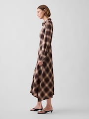 Gap Brown Check Maxi Shirt Dress - Image 3 of 4