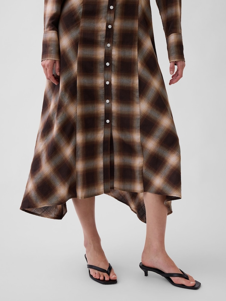Gap Brown Check Maxi Shirt Dress - Image 4 of 4 Gap Brown Check Maxi Shirt Dress - Image 4 of 4