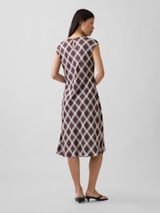 Gap Burgundy Red Check Cap-Sleeve Knee-Length Dress - Image 2 of 4
