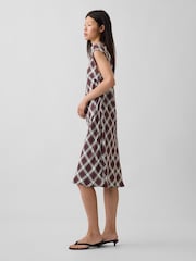 Gap Burgundy Red Check Cap-Sleeve Knee-Length Dress - Image 3 of 4
