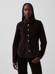 Gap Dark Brown Corduroy Fitted Shirt - Image 1 of 4