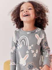 Rose/lapin gris - Manches longues imprimées 100% Cotton Se blottir Pyjamas 3 Lot (9mths-8yrs) - Image 3 de 9