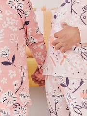Rose/lapin gris - Manches longues imprimées 100% Cotton Se blottir Pyjamas 3 Lot (9mths-8yrs) - Image 4 de 9