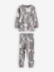 Rose/lapin gris - Manches longues imprimées 100% Cotton Se blottir Pyjamas 3 Lot (9mths-8yrs) - Image 6 de 9