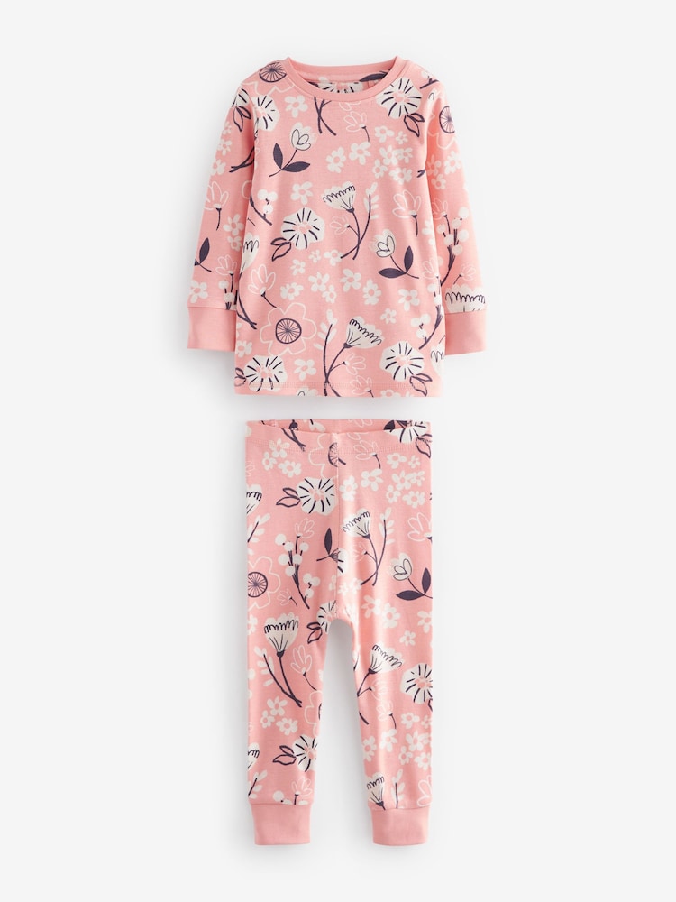 Rose/lapin gris - Manches longues imprimées 100% Cotton Se blottir Pyjamas 3 Lot (9mths-8yrs) - Image 7 of 9
