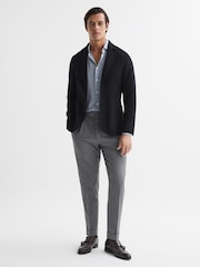 Mornarica - Reiss Flutter ozek kroj Volnena mešanica Single Breasted blazer - Slika 3 iz 7